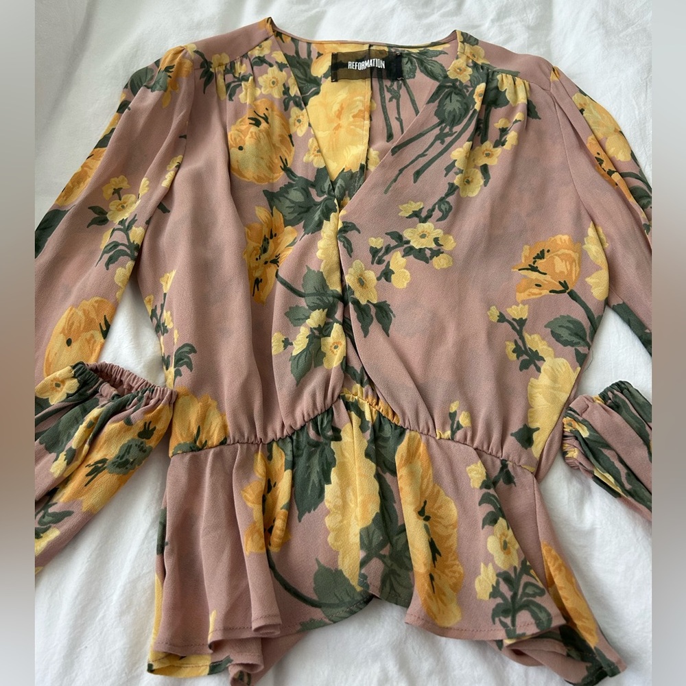 Reformation Floral Blouse XS